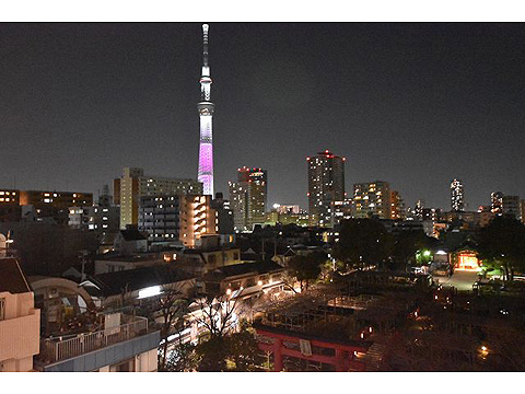 その他共用部　共用廊下からは、亀戸天神や東京スカイツリーを望