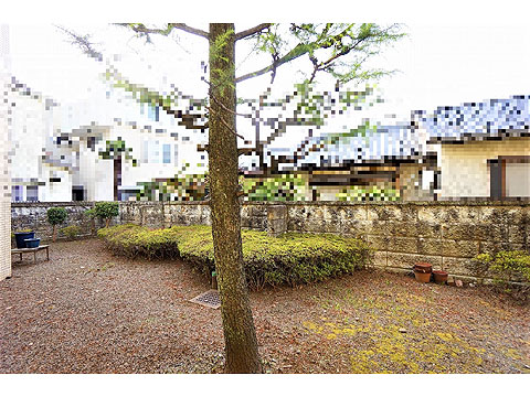 その他共用部　リビング開口部からの眺望（マンション敷地）