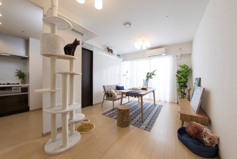 猫が自由に歩き回ってくつろげる猫ファーストな1LDK