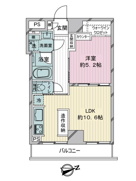 スタイリッシュな1LDKの間取り図